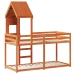 Cama litera con techo madera maciza pino marrón 90x190 cm