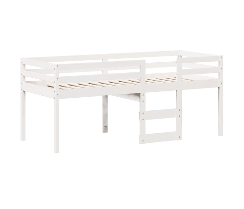 Cama alta con techo blanca madera maciza pino blanca 90x200 cm