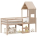 Cama alta con techo madera maciza de pino marrón cera 75x190 cm