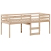 Cama alta con techo madera maciza de pino marrón cera 75x190 cm