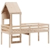 Cama alta con techo madera maciza de pino marrón cera 75x190 cm