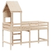 Cama alta con escalera y techo madera maciza de pino 90x190 cm