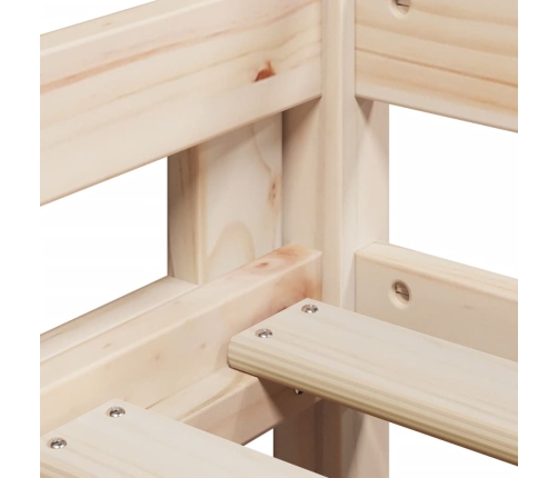 Cama alta con escalera y techo madera maciza de pino 90x190 cm
