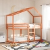 Cama litera con techo madera maciza pino marrón cera 75x190 cm