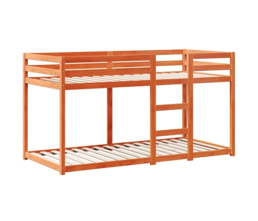 Cama litera con techo madera maciza pino marrón cera 75x190 cm
