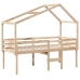 Cama alta con techo madera maciza de pino 90x200 cm