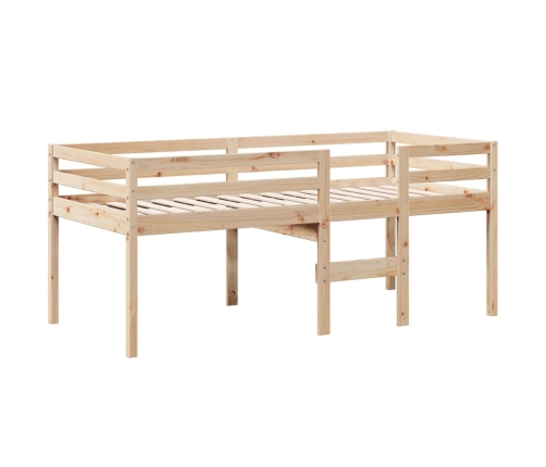 Cama alta con techo madera maciza de pino 90x200 cm