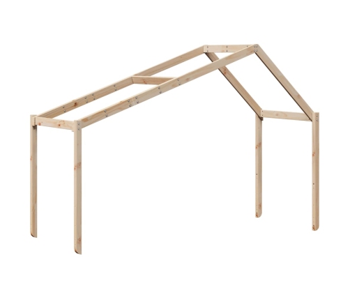 Cama alta con techo madera maciza de pino 90x200 cm