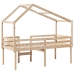Cama alta con techo madera maciza de pino 90x200 cm