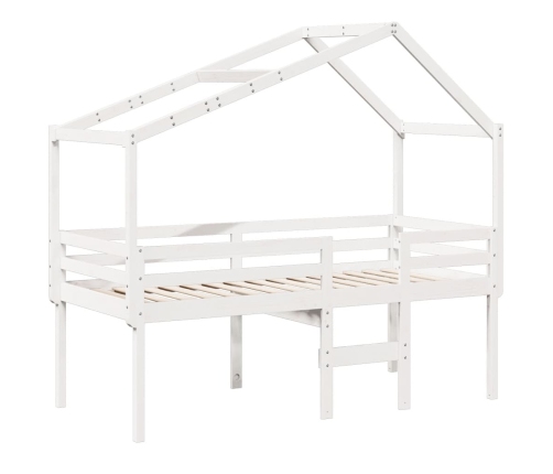 vidaXL Cama alta con techo blanca madera maciza pino blanca 90x200 cm