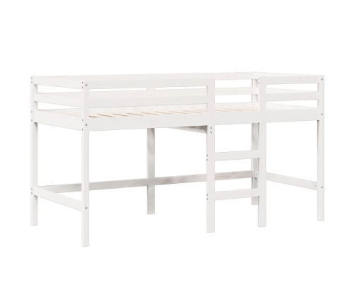 Cama alta con techo madera maciza de pino blanca 90x190 cm