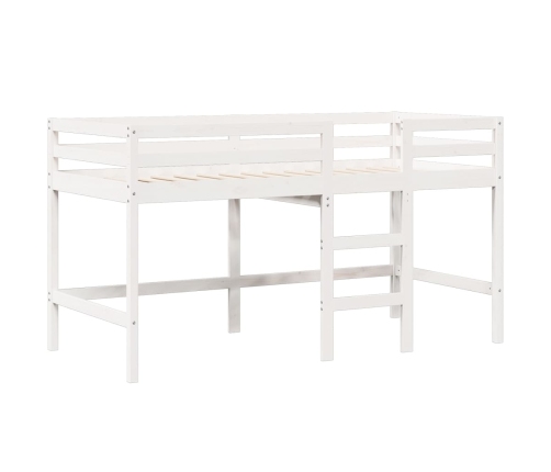 Cama alta con techo madera maciza pino blanca 75x190 cm