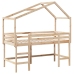 Cama alta con escalera y techo madera maciza de pino 80x200 cm