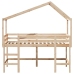 Cama alta con escalera y techo madera maciza de pino 80x200 cm