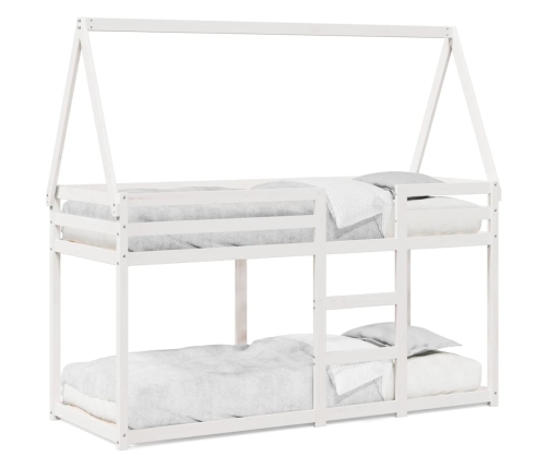 Cama litera con techo madera maciza de pino blanco 80x200 cm