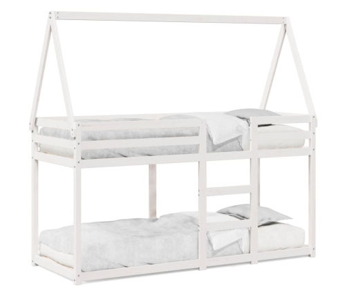 Cama litera con techo madera maciza de pino blanco 80x200 cm