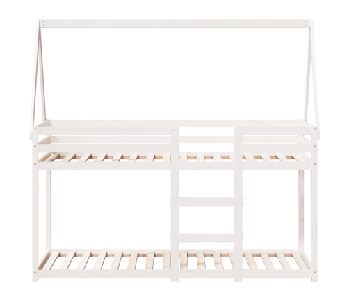 Cama litera con techo madera maciza de pino blanco 80x200 cm
