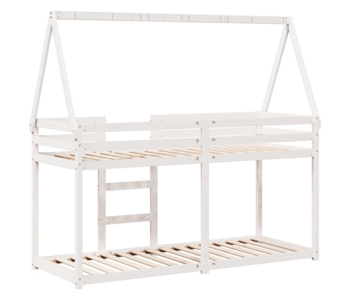 Cama litera con techo madera maciza de pino blanco 80x200 cm