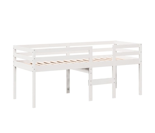 Cama alta con techo madera maciza de pino blanco 80x200 cm