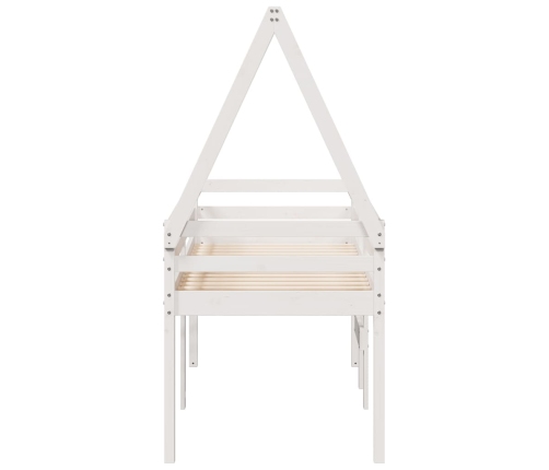 Cama alta con techo madera maciza de pino blanco 80x200 cm
