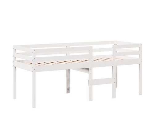 Cama alta con techo madera maciza pino blanca 75x190 cm