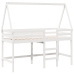 Cama alta escalera y techo madera maciza pino blanca 80x200 cm