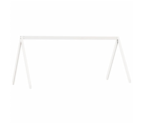 Cama alta escalera y techo madera maciza pino blanca 80x200 cm