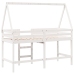 Cama alta escalera y techo madera maciza pino blanca 80x200 cm