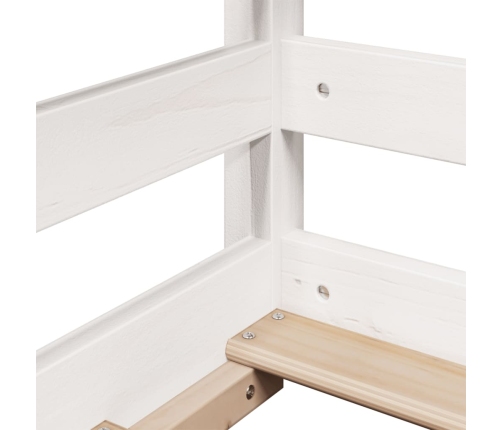 Cama alta escalera y techo madera maciza pino blanca 80x200 cm
