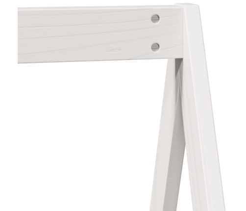 Cama alta escalera y techo madera maciza pino blanca 80x200 cm