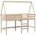 Cama alta con escalera y techo madera maciza de pino 90x190 cm