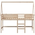 Cama alta con escalera y techo madera maciza de pino 90x190 cm