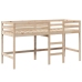 Cama alta con escalera y techo madera maciza de pino 90x190 cm