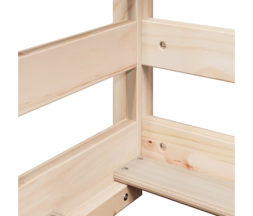 Cama alta con escalera y techo madera maciza de pino 90x190 cm
