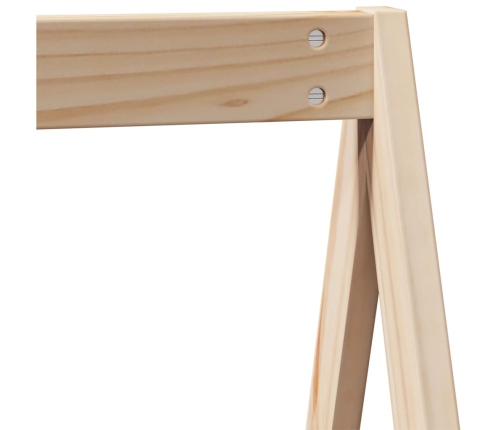 Cama alta con escalera y techo madera maciza de pino 90x190 cm