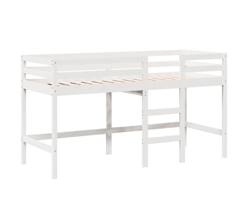 vidaXL Cama alta escalera y techo madera maciza pino blanca 90x190 cm