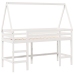 Cama alta escalera y techo madera maciza pino blanca 80x200 cm
