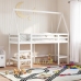Cama alta escalera y techo madera maciza pino blanca 80x200 cm