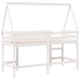 Cama alta escalera y techo madera maciza pino blanca 80x200 cm