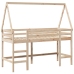 Cama alta con escalera y techo madera maciza de pino 90x190 cm