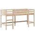 Cama alta con escalera y techo madera maciza de pino 90x190 cm