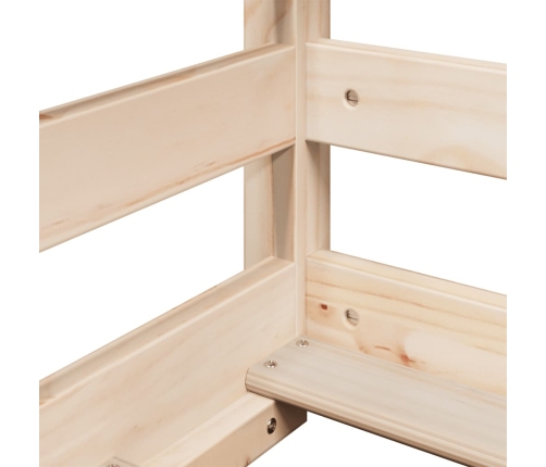 Cama alta con escalera y techo madera maciza de pino 90x190 cm