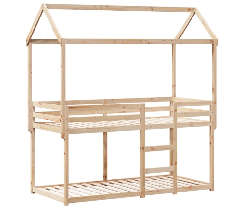 Cama litera con techo madera maciza de pino 80x200 cm