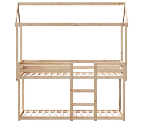Cama litera con techo madera maciza de pino 80x200 cm