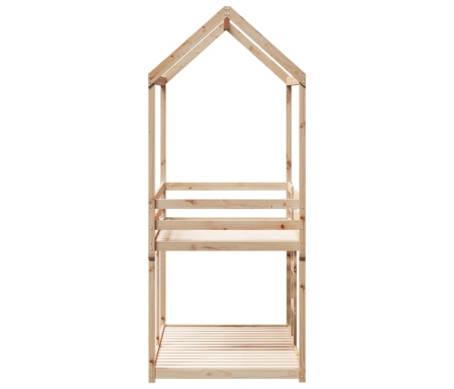 Cama litera con techo madera maciza de pino 80x200 cm