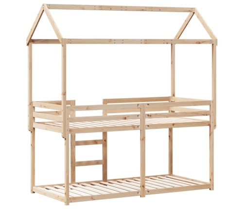 Cama litera con techo madera maciza de pino 80x200 cm