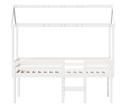 Cama alta con techo blanca madera maciza pino blanca 90x200 cm