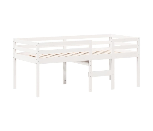 Cama alta con techo blanca madera maciza pino blanca 90x200 cm