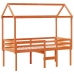 Cama alta con techo madera maciza de pino marrón cera 80x200 cm