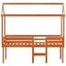 Cama alta con techo madera maciza de pino marrón cera 80x200 cm